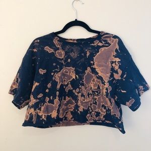 Bleach Tie Dye Navy Cropped T-Shirt S/M